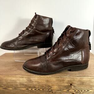 Danexx VTG Lace Up Ankle Granny Boots Leather Women 8.5 Victorian Cottage 90s